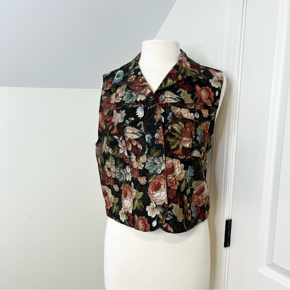 Gotcha Covered Vintage Floral Denim 80’s Vest